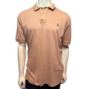 Polo Ralph Lauren Mens Large Tan Brown Short Sleeve Pony Logo Cotton Polo Shirt